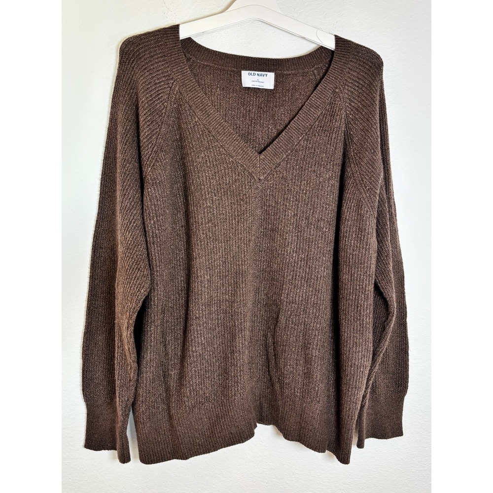 Old Navy Brown V-Neck Ribbed Knit Raglan Sleeve Sweater XL